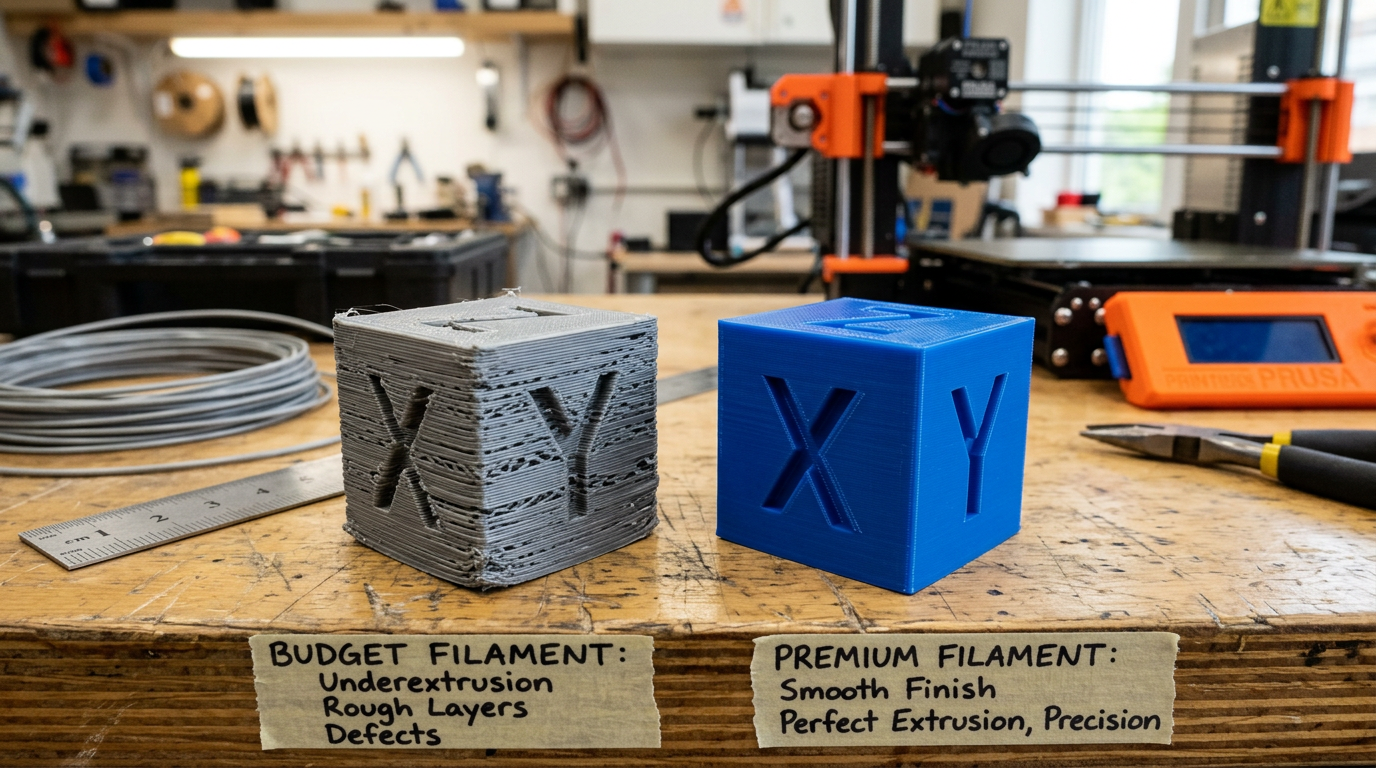 Budget vs premium 3D filament – diameter consistency and print quality comparison