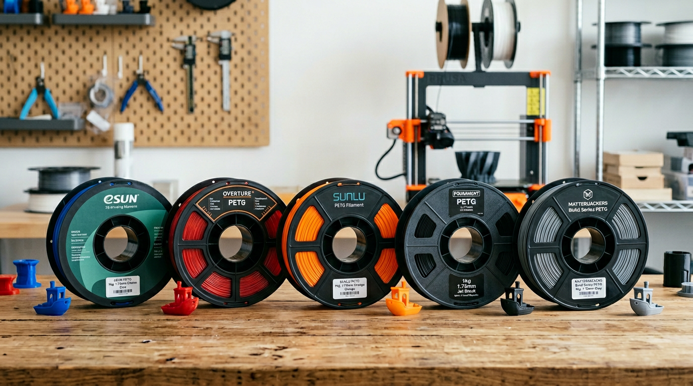 Best PETG filament brands 2025 – eSUN Overture Sunlu Prusament spools comparison for 3D printing