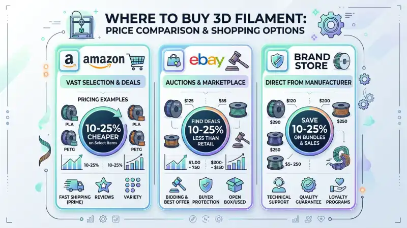Where to buy filament – Amazon eBay Sunlu store comparison, cheapest platform for 3D printer filament