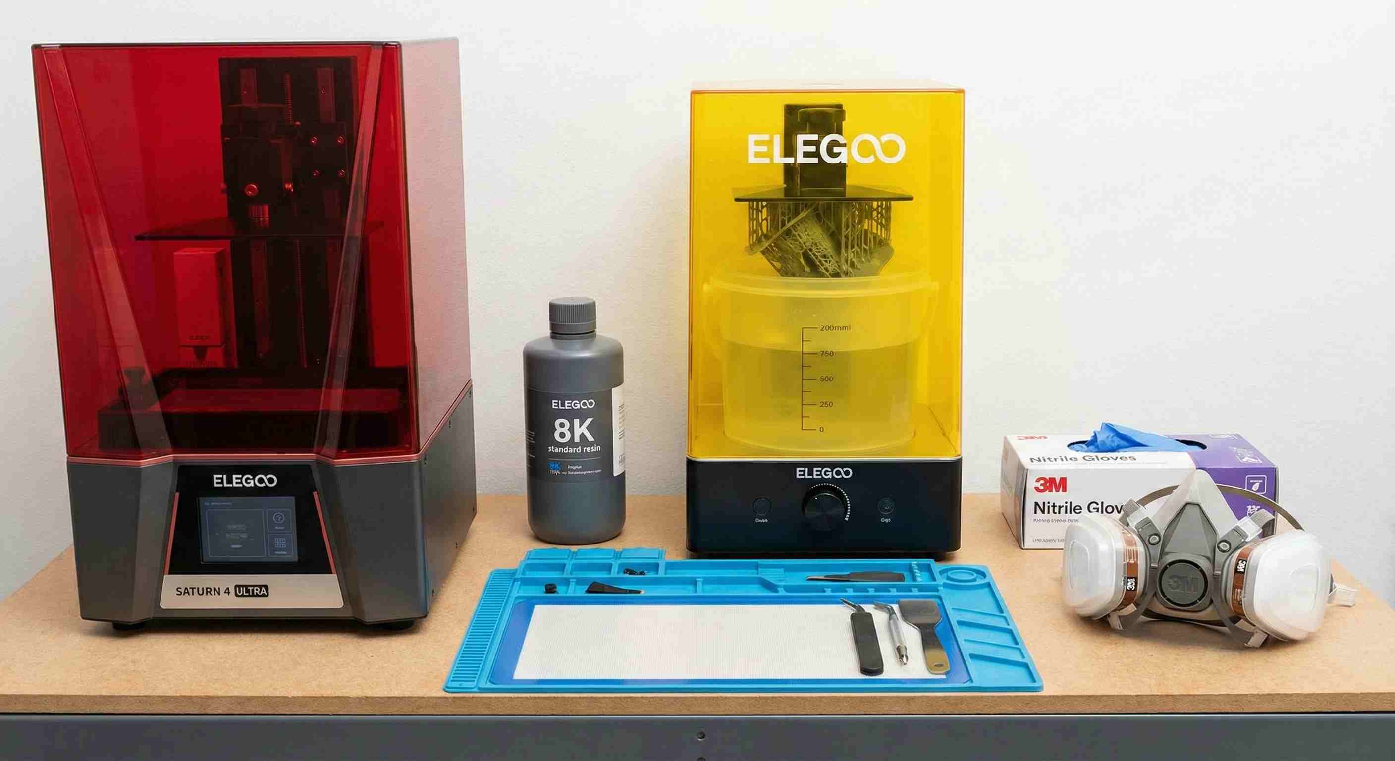 Essential resin printing setup – wash and cure station plus PPE