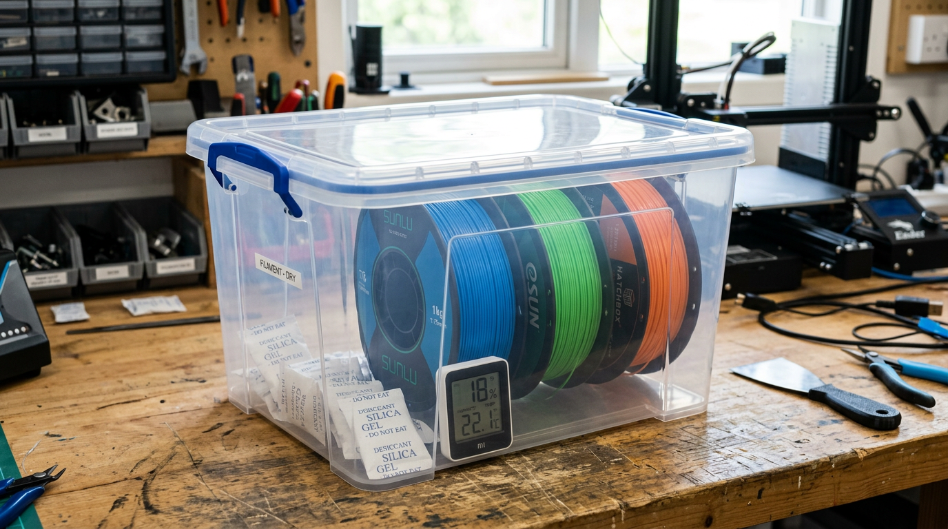 DIY filament storage with silica gel and airtight bins – cheap 3d filament storage solutions