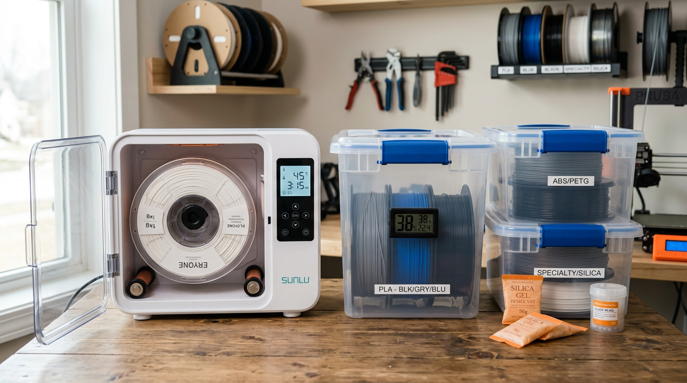 3D filament storage solutions – dry box and airtight bins protect filament from moisture, stop wasting money on wet filament