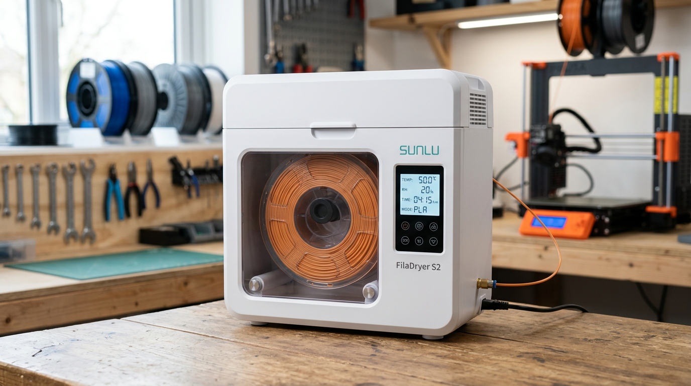 Sunlu FilaDryer S2 and S4 dry box for filament – active 3D filament storage solutions 2026