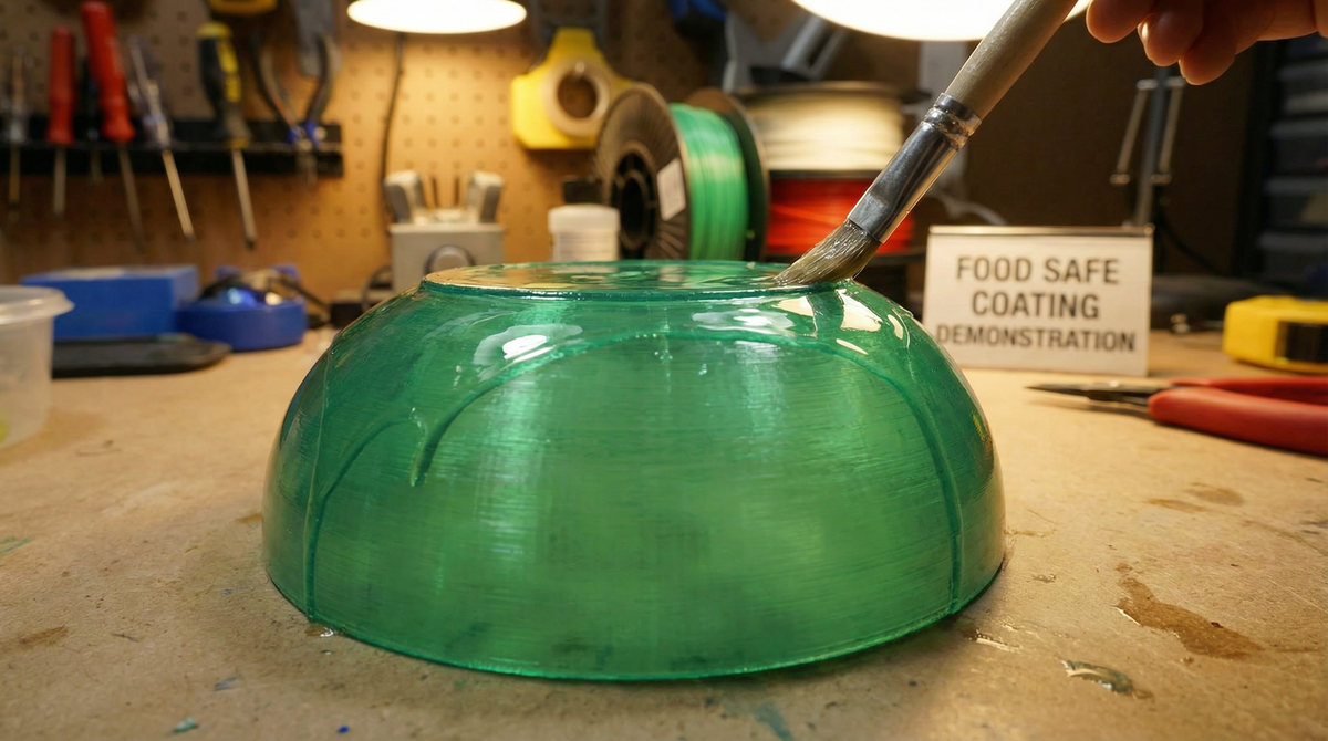 3D printed part with food safe epoxy coating. Smooth sealed surface for food contact