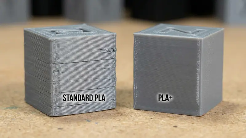 PLA vs PLA+ 3D printed surface finish comparison – layer lines and smoothness