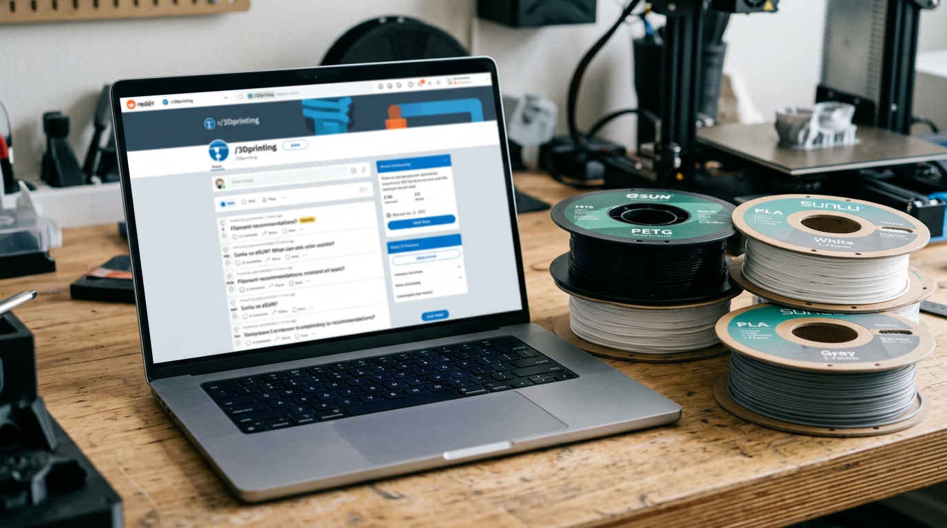 Reddit community recommendations for cheapest 3D printer filament – SUNLU eSUN budget brands