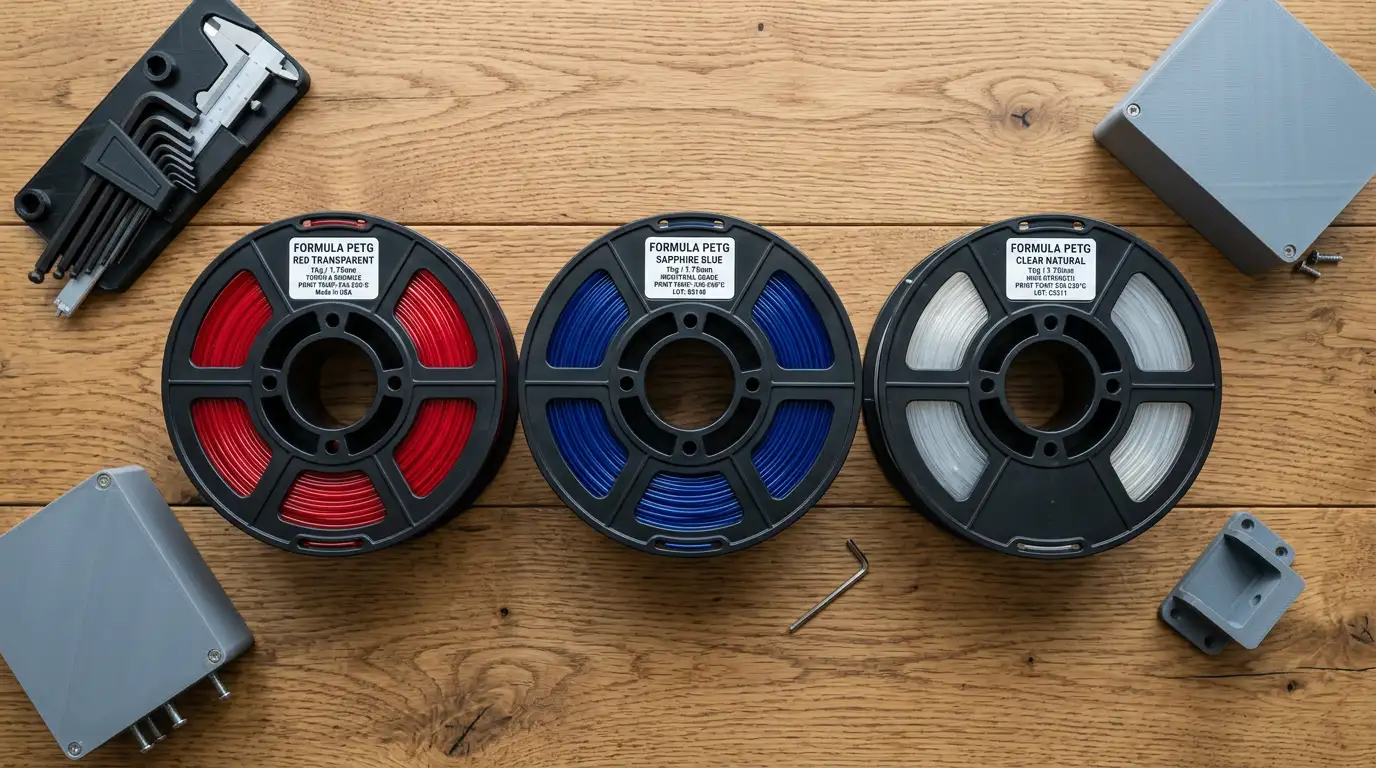 PETG 3D printer filament spools – polyethylene terephthalate glycol-modified thermoplastic for functional parts